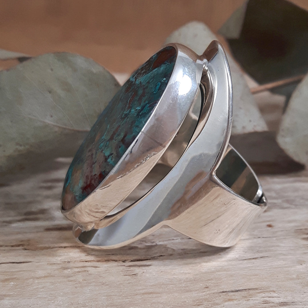 Monet Chrysocolla Adjustable Large Oval Ring