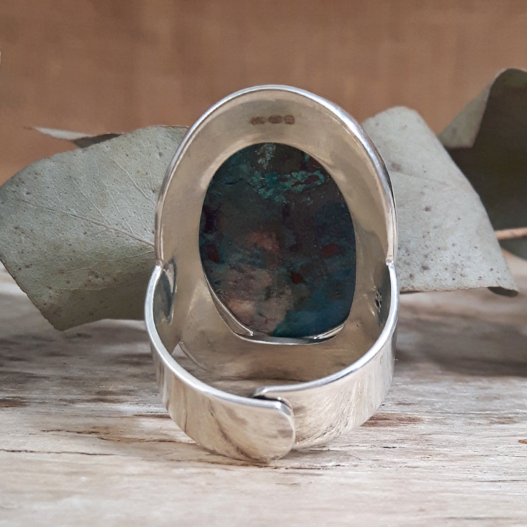 Monet Chrysocolla Adjustable Large Oval Ring