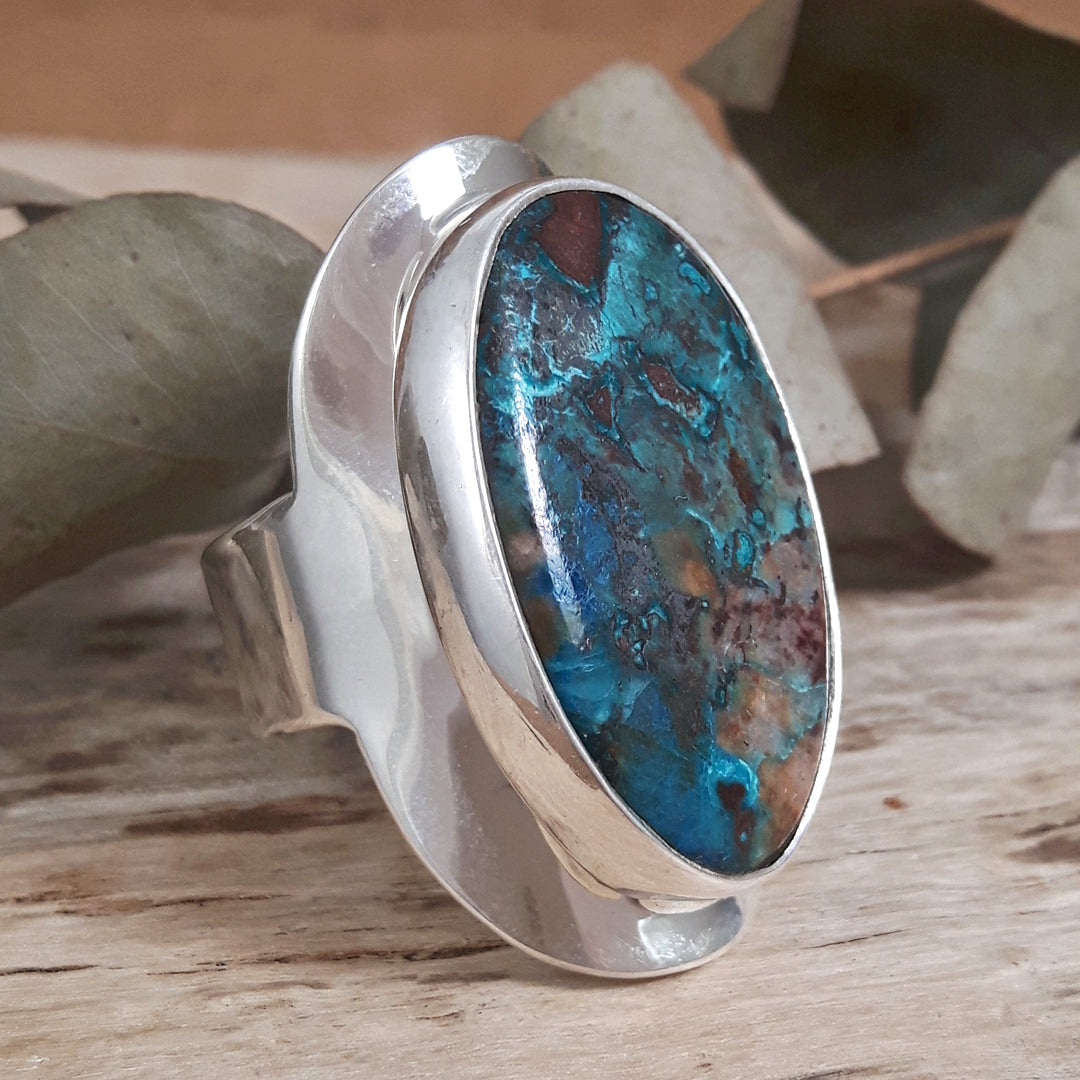 Monet Chrysocolla Adjustable Large Oval Ring