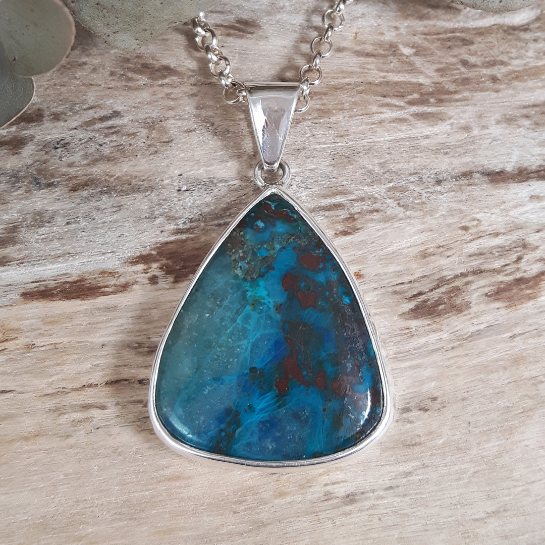 Monet Chrysocolla Large Triangle Pendant