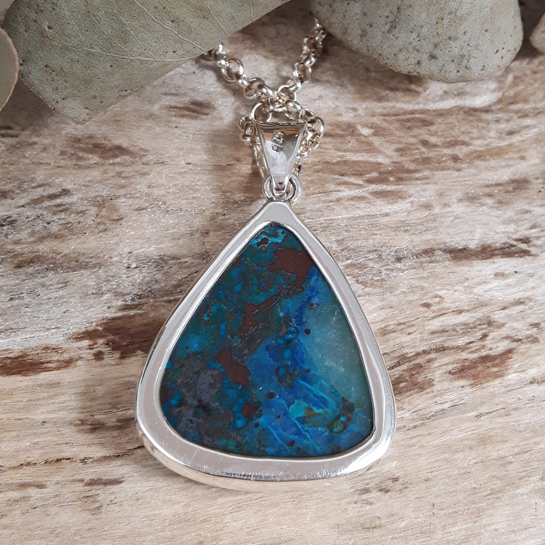 Monet Chrysocolla Large Triangle Pendant