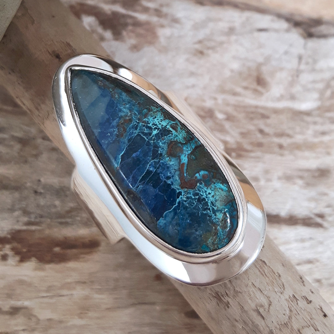 Monet Chrysocolla Adjustable Medium Teardrop Ring