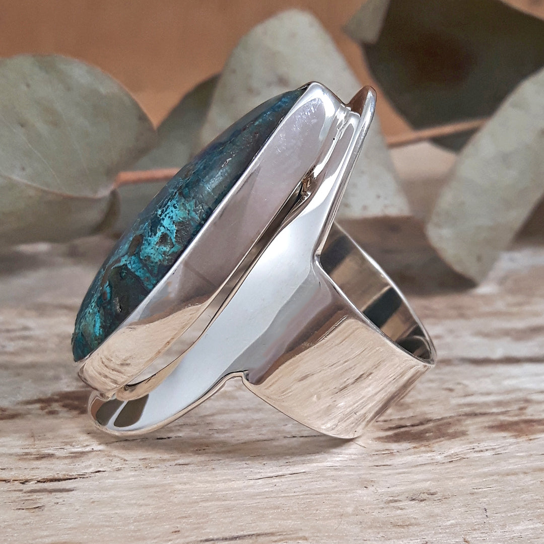 Monet Chrysocolla Adjustable Medium Teardrop Ring