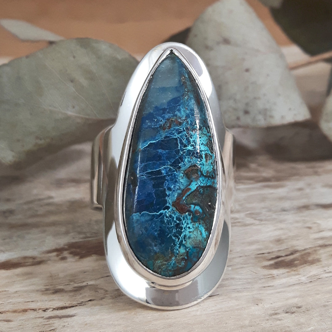 Monet Chrysocolla Adjustable Medium Teardrop Ring