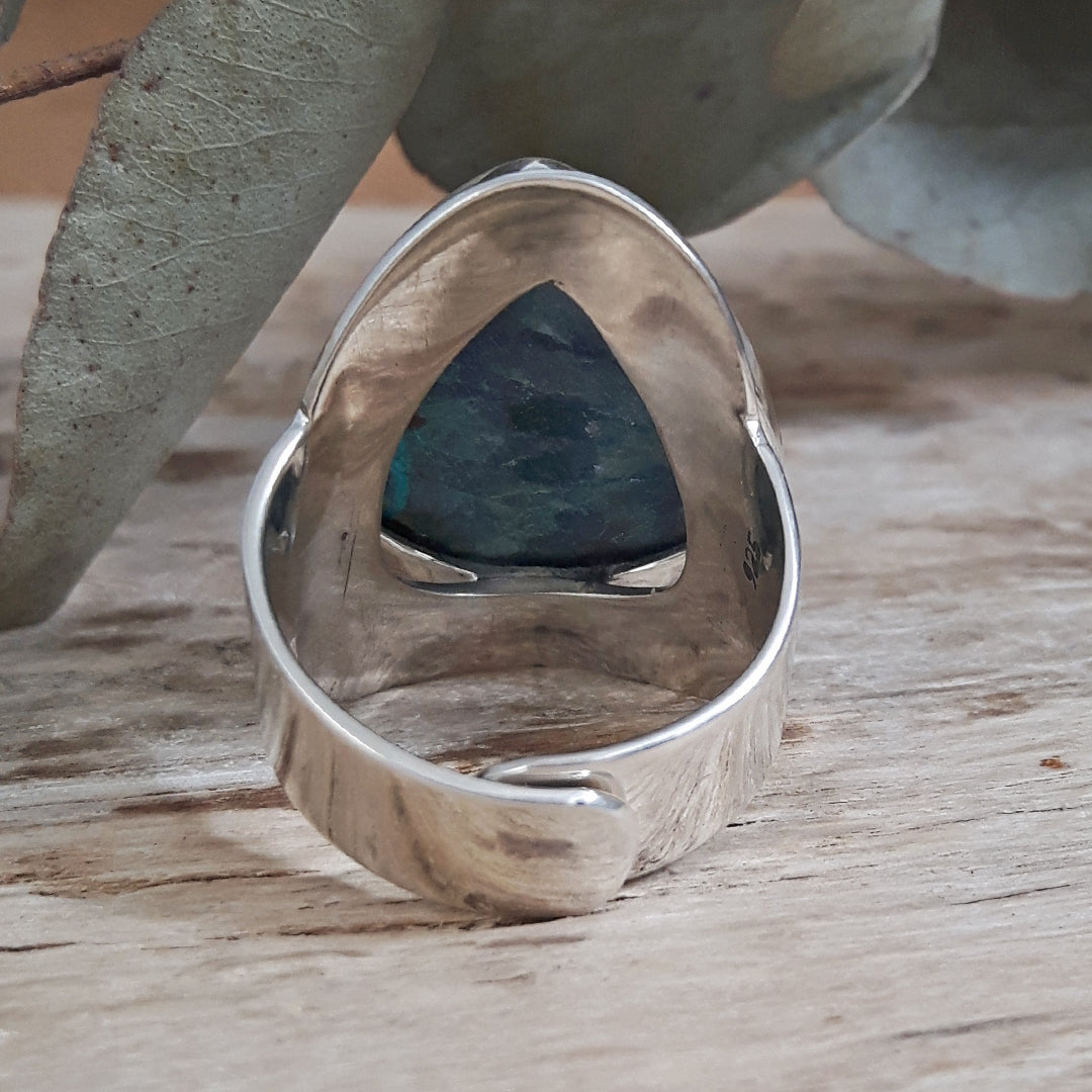 Monet Chrysocolla Adjustable Medium Triangle Ring