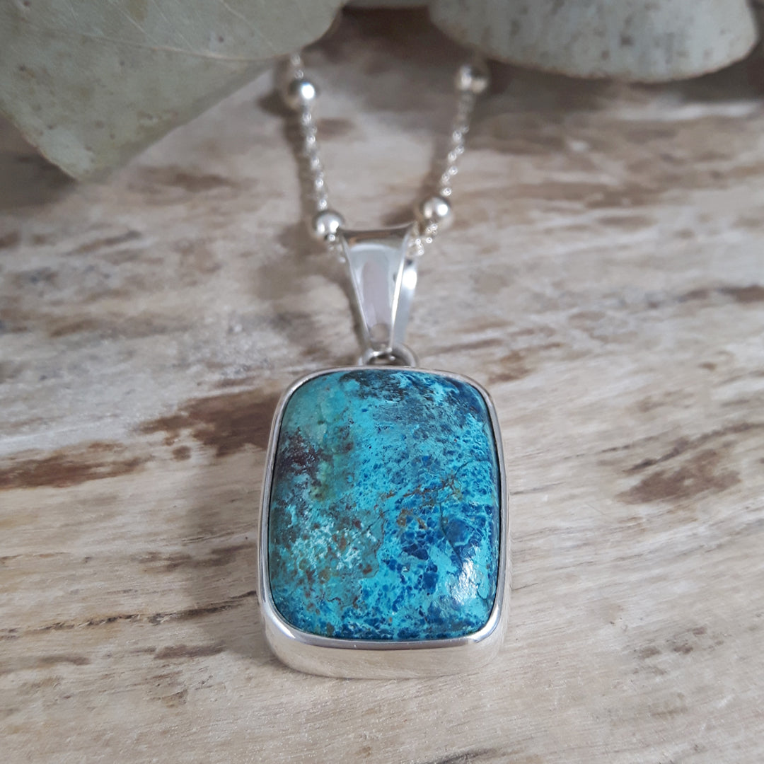 Monet Chrysocolla Small Rectangle Pendant