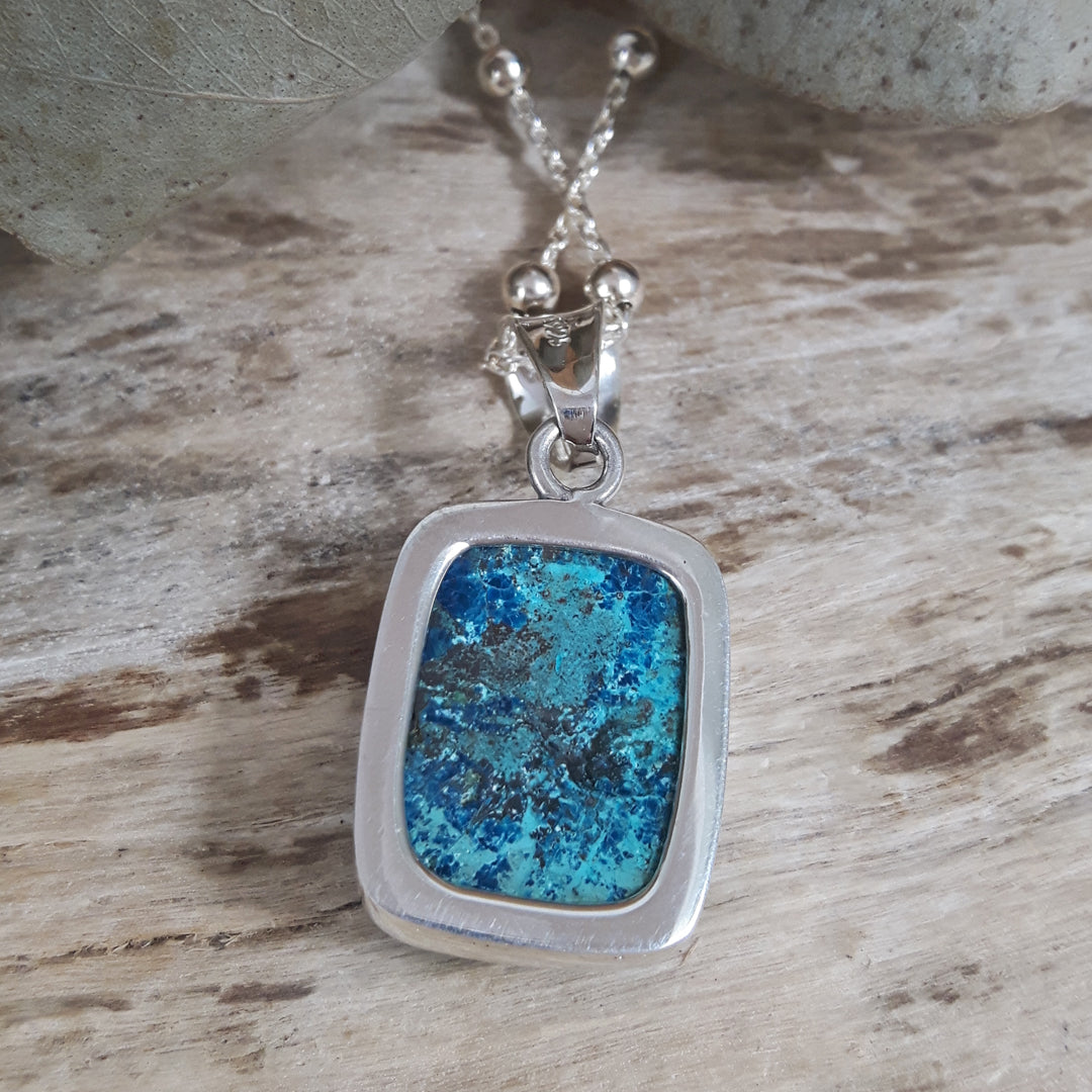 Monet Chrysocolla Small Rectangle Pendant