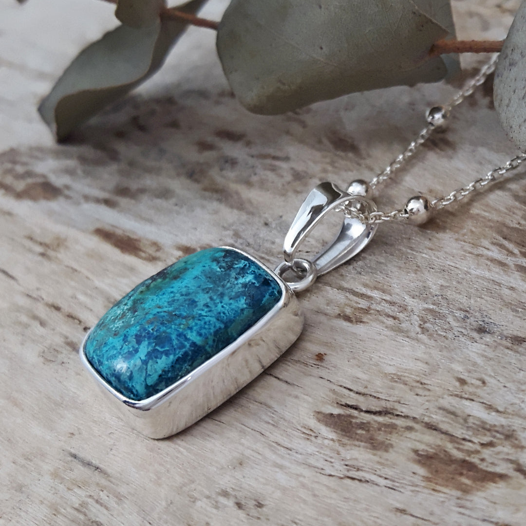 Monet Chrysocolla Small Rectangle Pendant