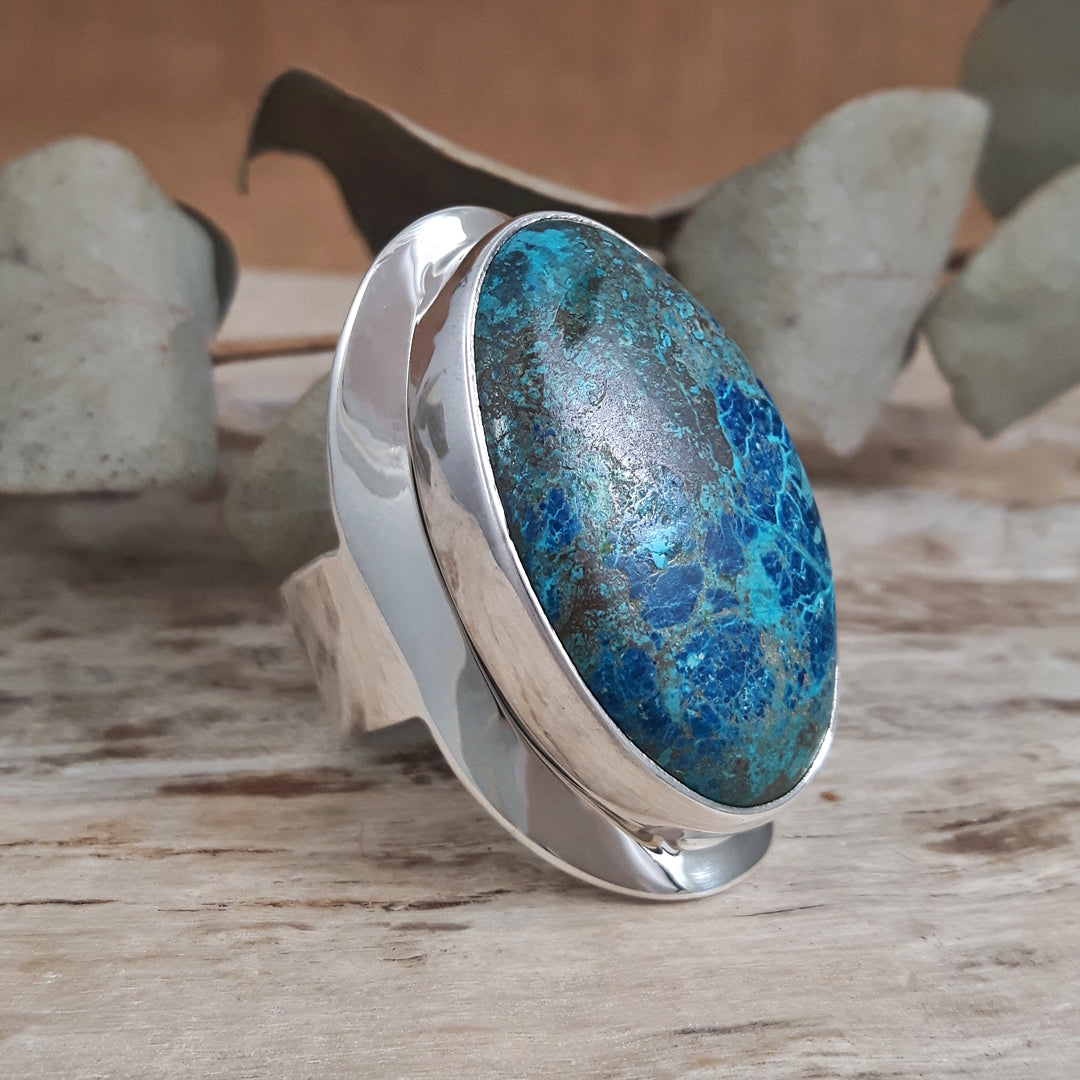 Monet Chrysocolla Adjustable XL Oval Ring