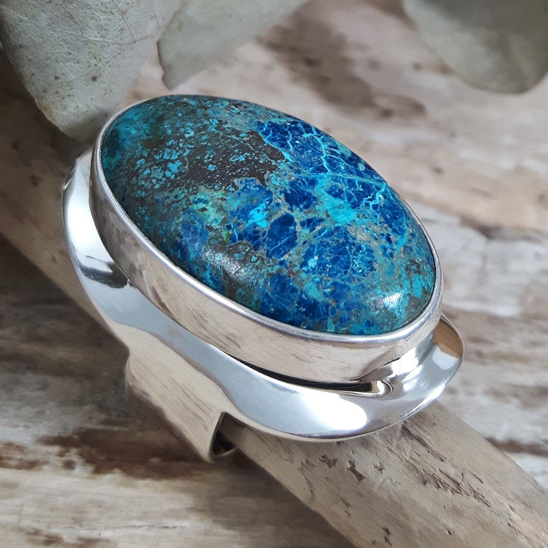 Monet Chrysocolla Adjustable XL Oval Ring