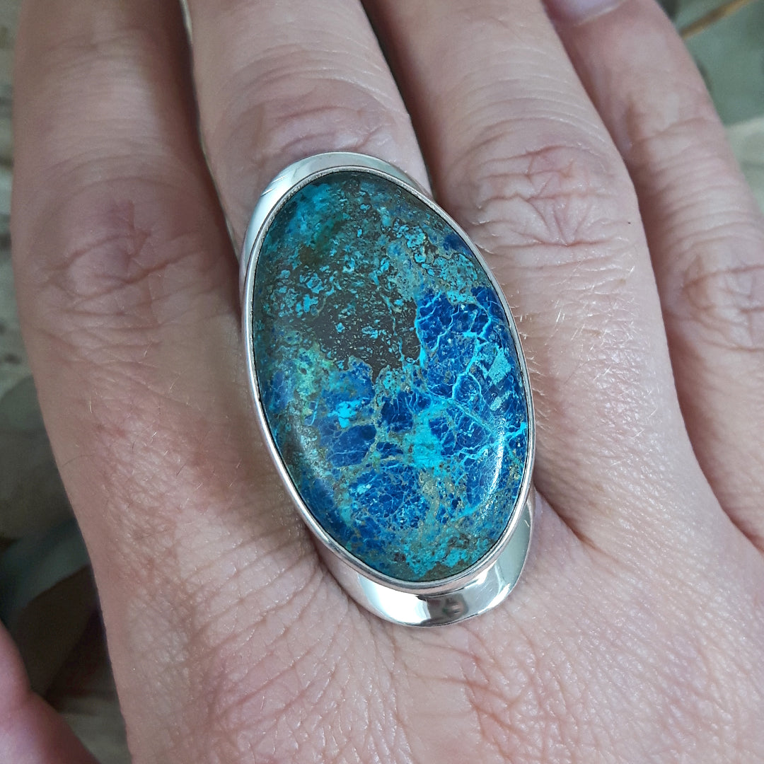 Monet Chrysocolla Adjustable XL Oval Ring