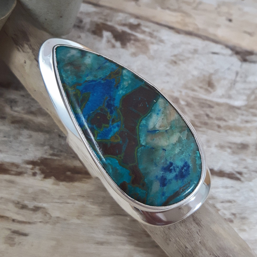 Monet Chrysocolla Adjustable XXL Teardrop Ring