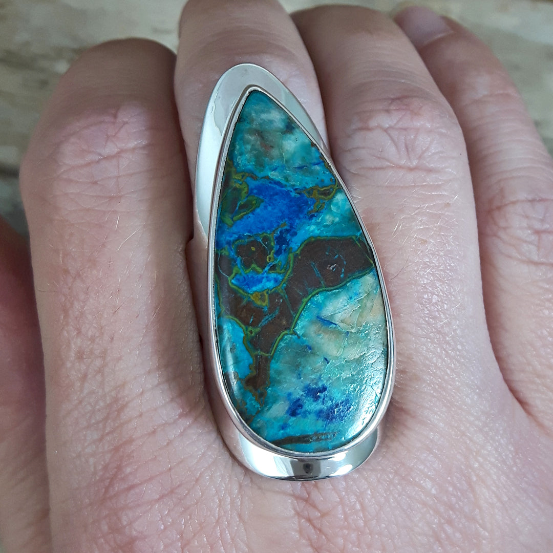 Monet Chrysocolla Adjustable XXL Teardrop Ring