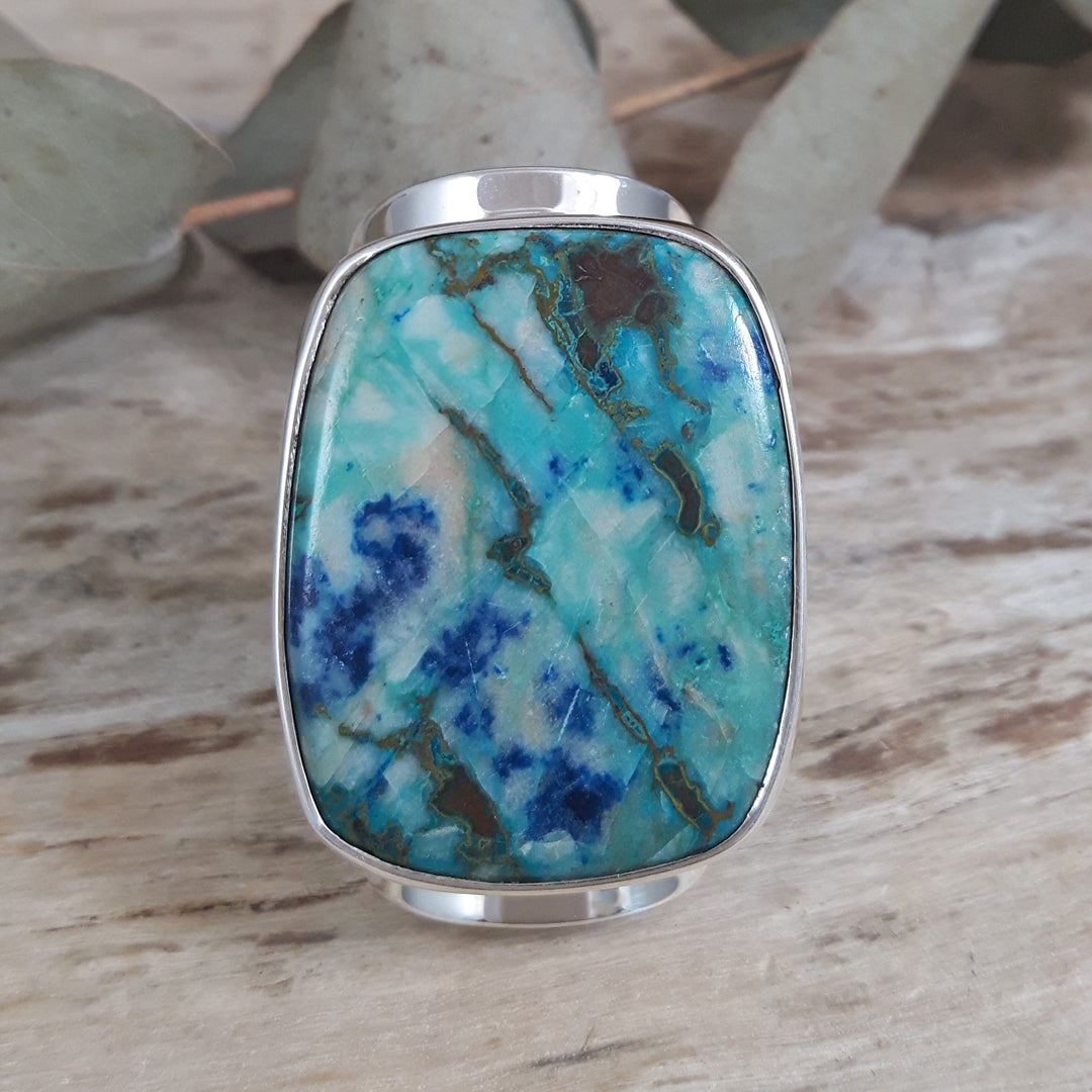 Monet Chrysocolla Adjustable XXL01 Rectangle Ring
