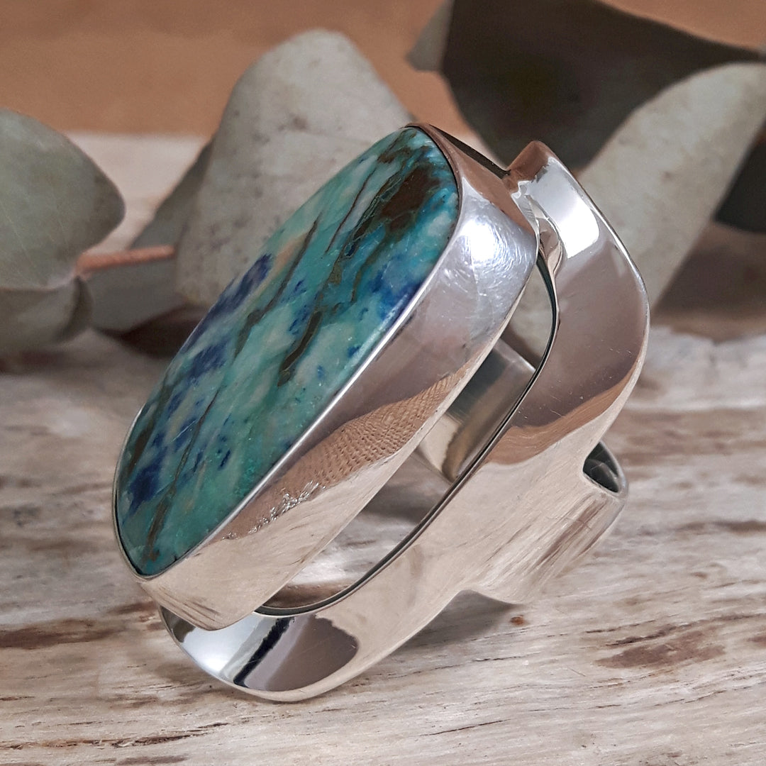 Monet Chrysocolla Adjustable XXL01 Rectangle Ring
