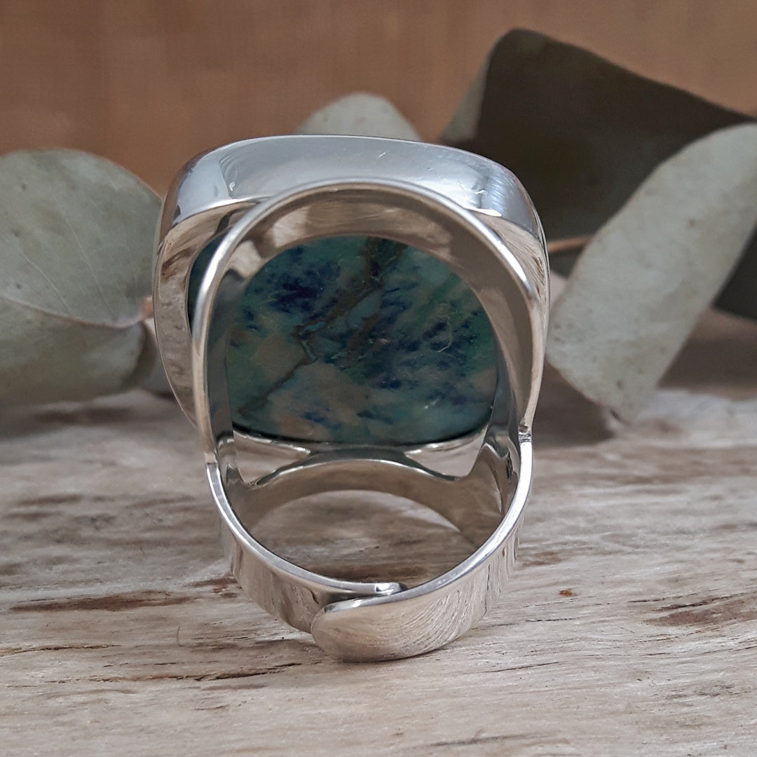 Monet Chrysocolla Adjustable XXL01 Rectangle Ring