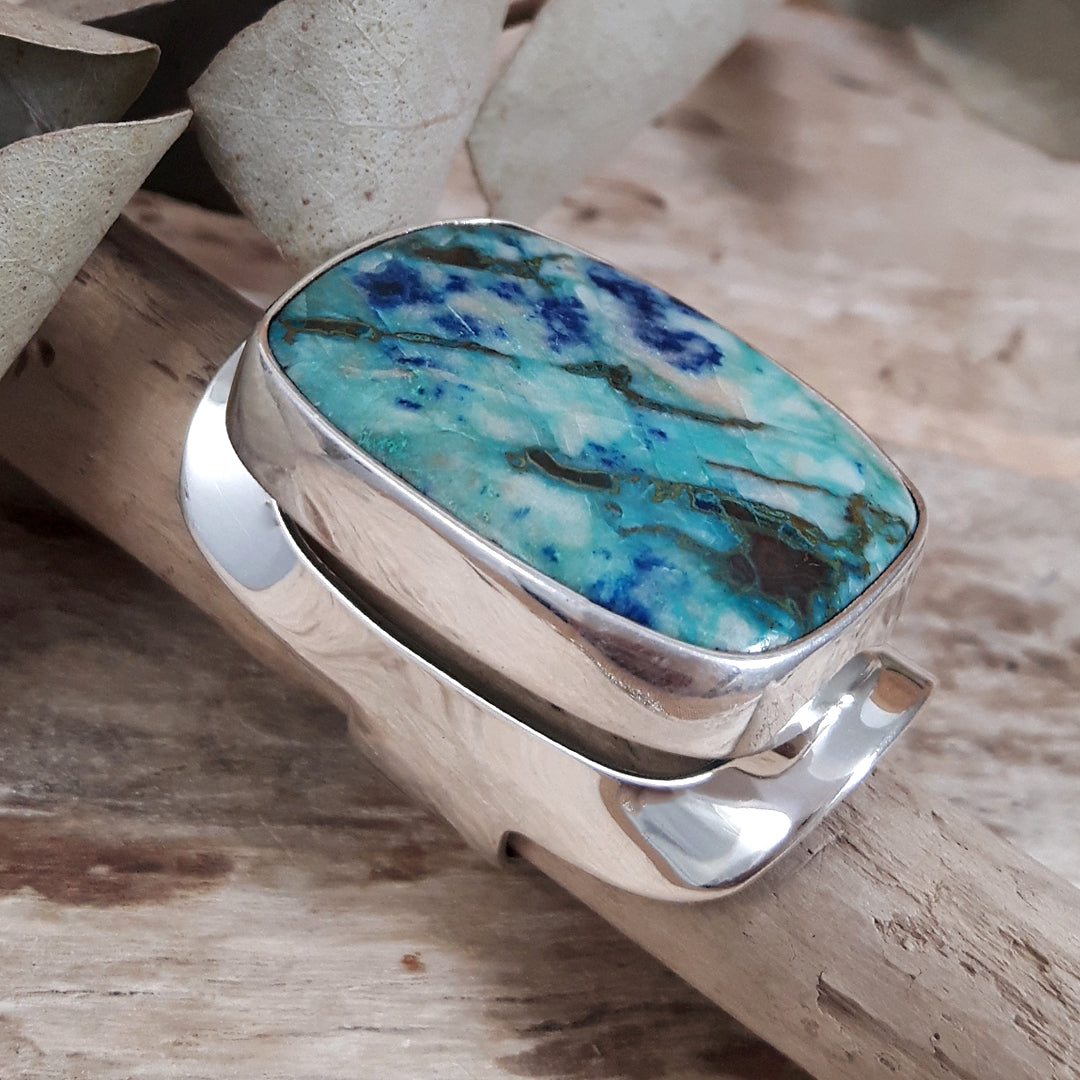 Monet Chrysocolla Adjustable XXL01 Rectangle Ring