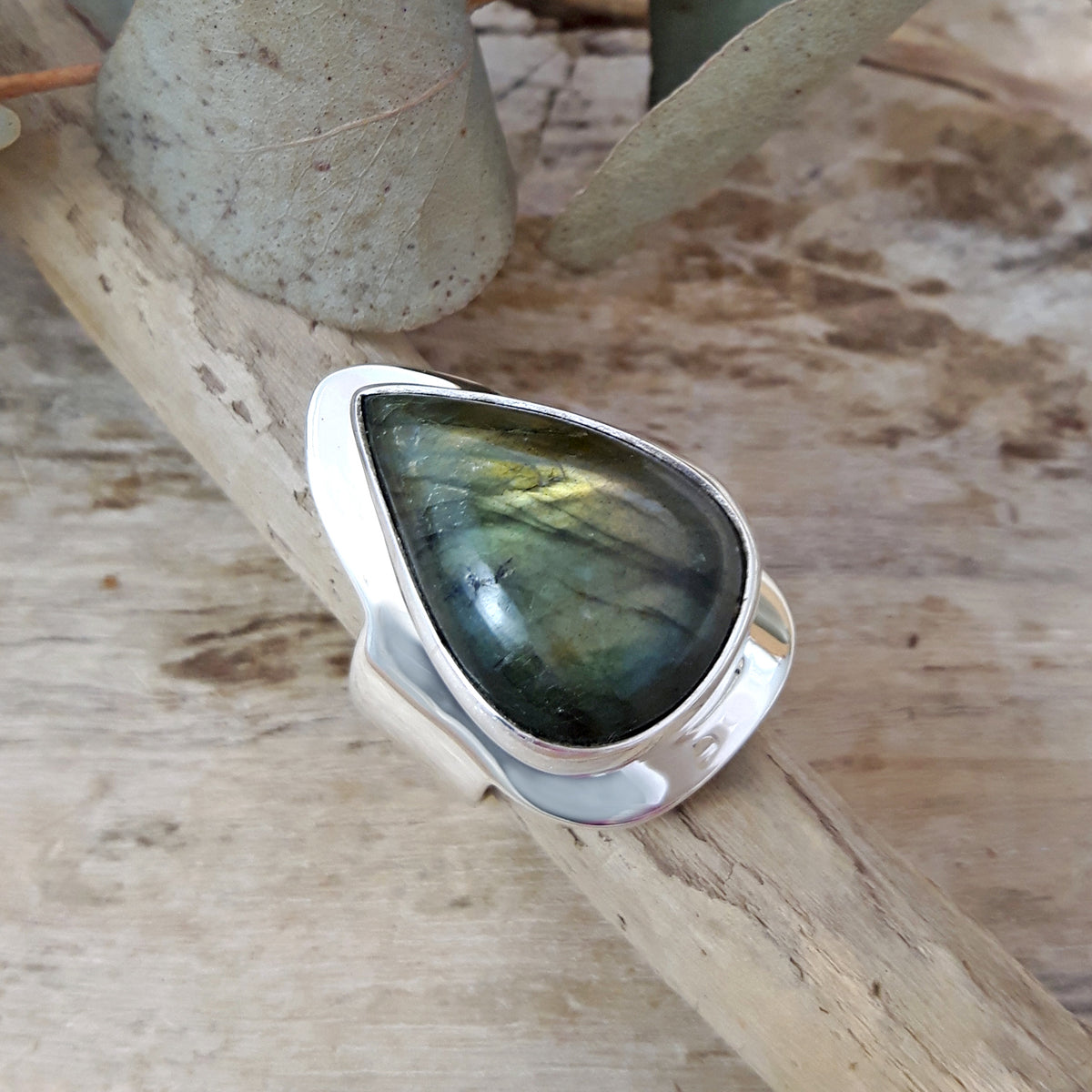 Monet Labradorite Teardrop Medium Adjustable Ring