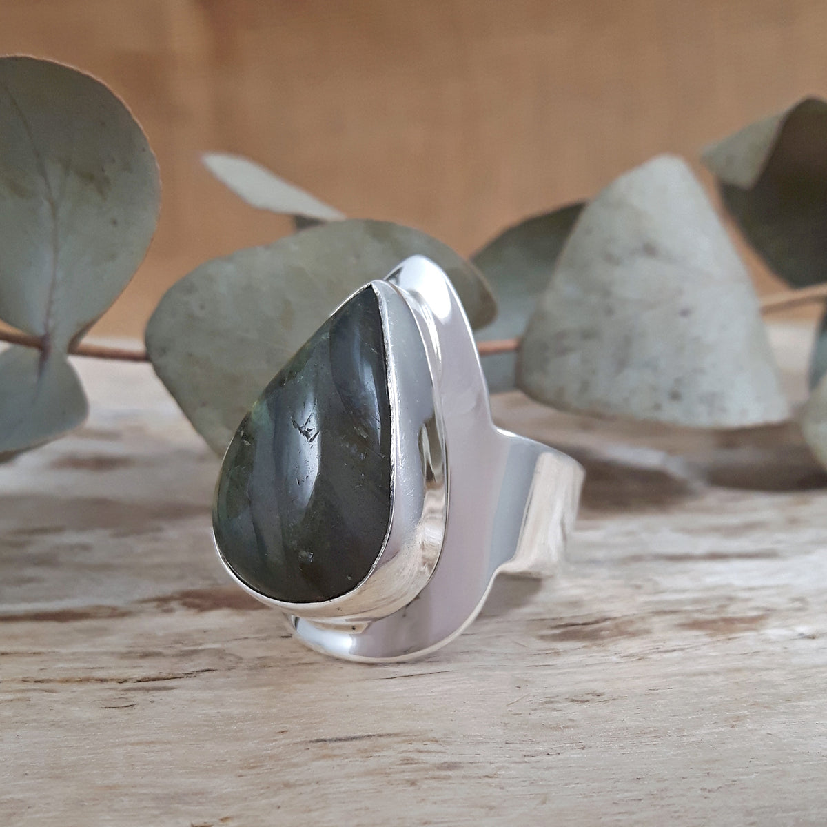 Monet Labradorite Teardrop Medium Adjustable Ring