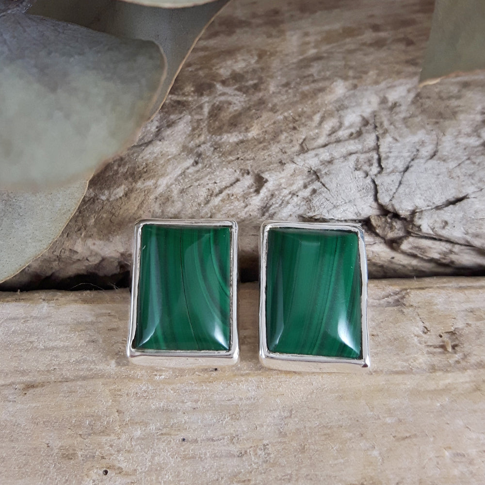 Monet Malachite Large Stud Earrings A