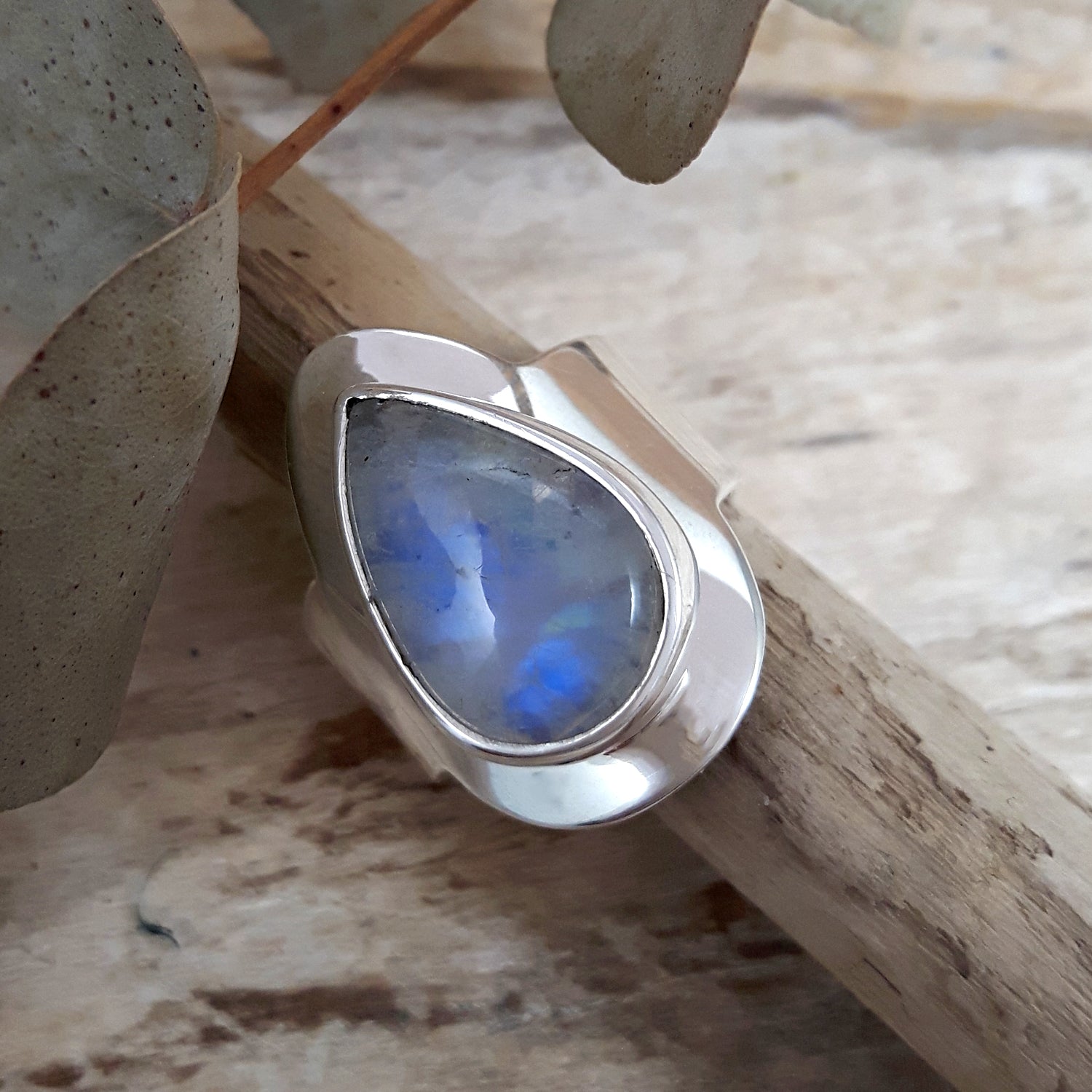 Monet Moonstone Teardrop Small Adjustable Ring A