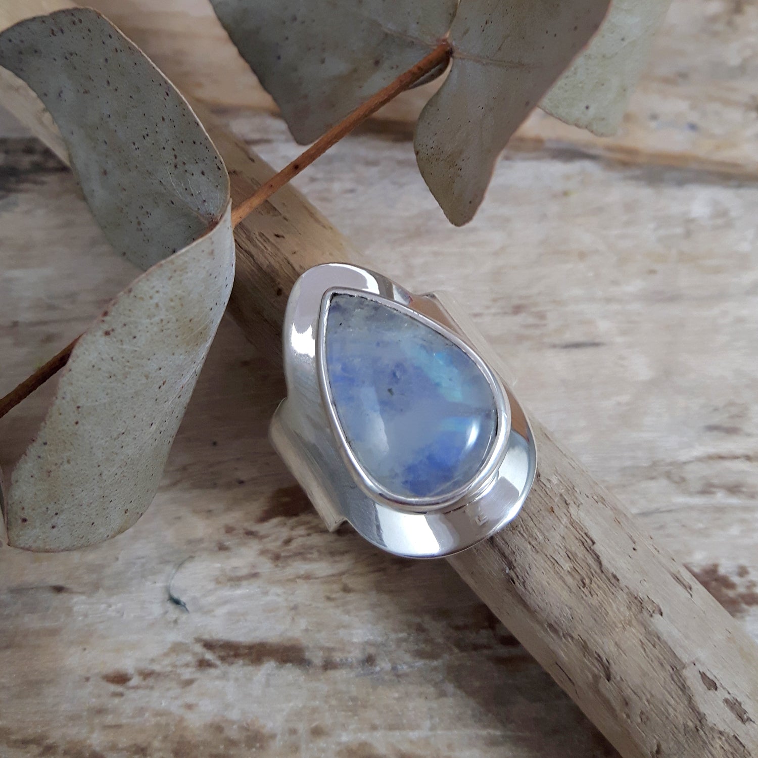 Monet Moonstone Teardrop Small Adjustable Ring A