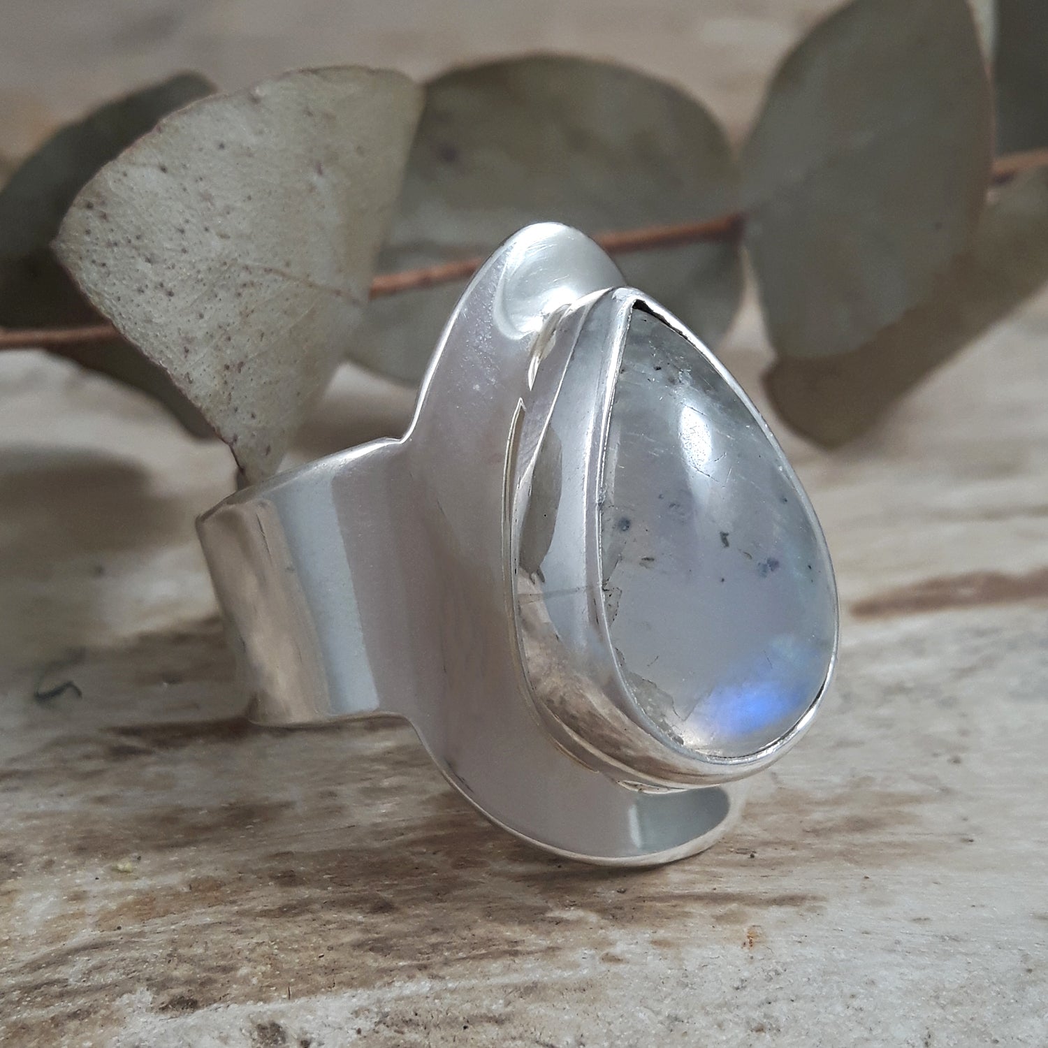 Monet Moonstone Teardrop Small Adjustable Ring A