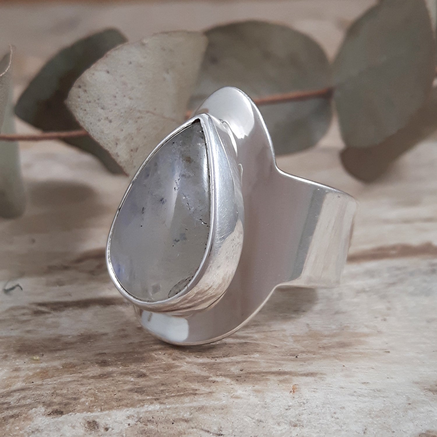 Monet Moonstone Teardrop Small Adjustable Ring A