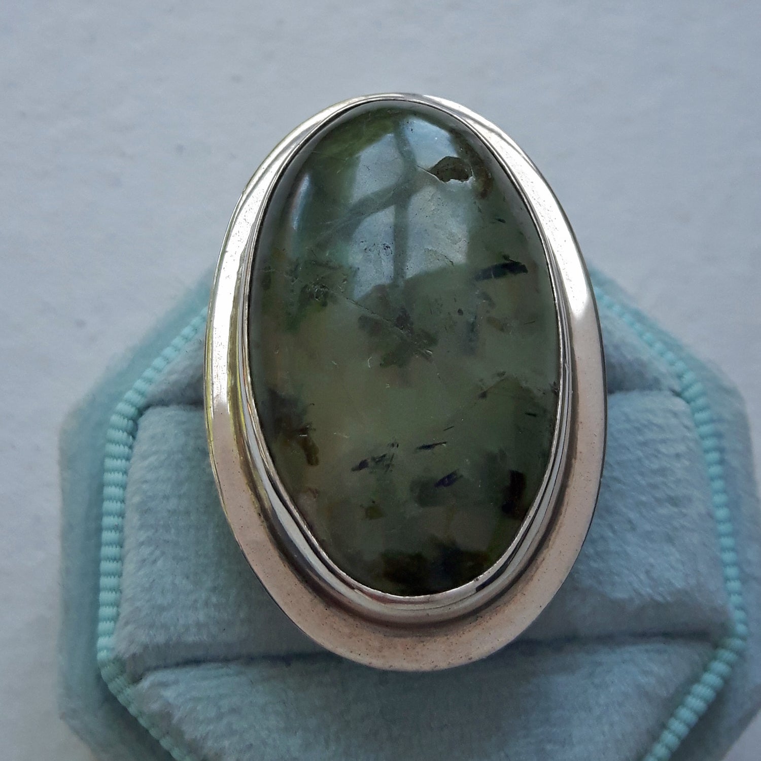 PERFECTLY IMPERFECT Monet Prehnite Large Sterling Silver Adjustable Ring