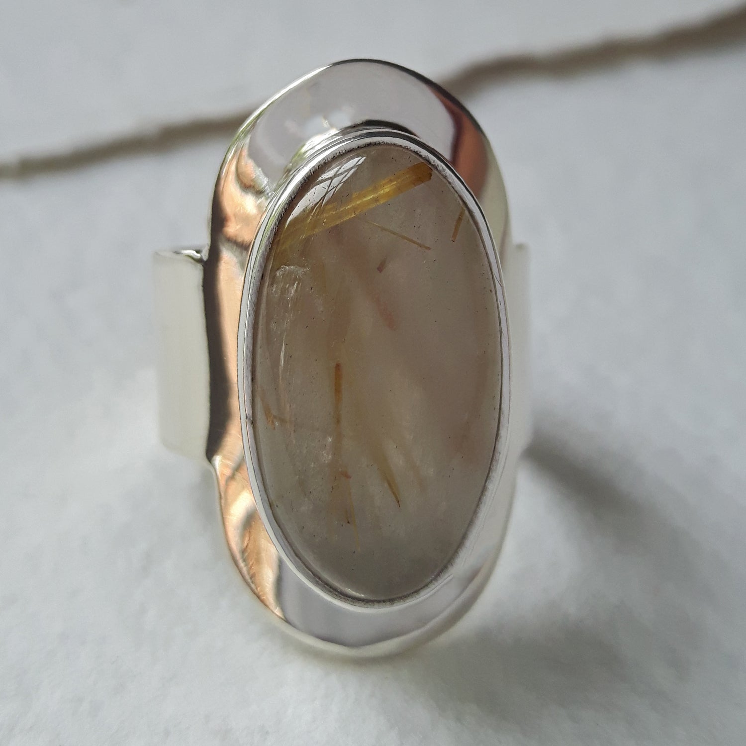 PERFECTLY IMPERFECT Monet Oval Rutilated Gold Quartz Adjustable Ring