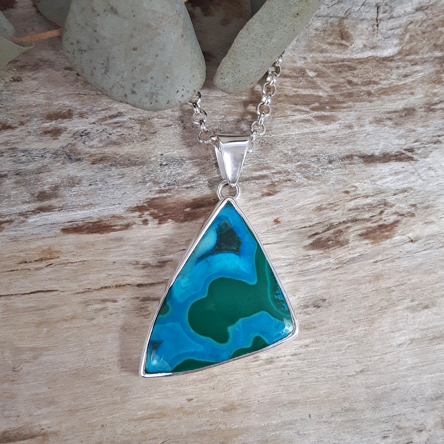 Monet Shattuckite Medium Triangle Pendant
