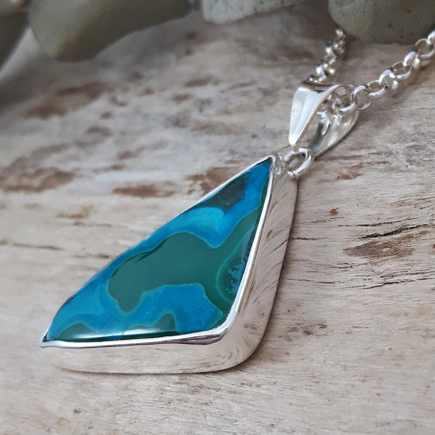 Monet Shattuckite Medium Triangle Pendant