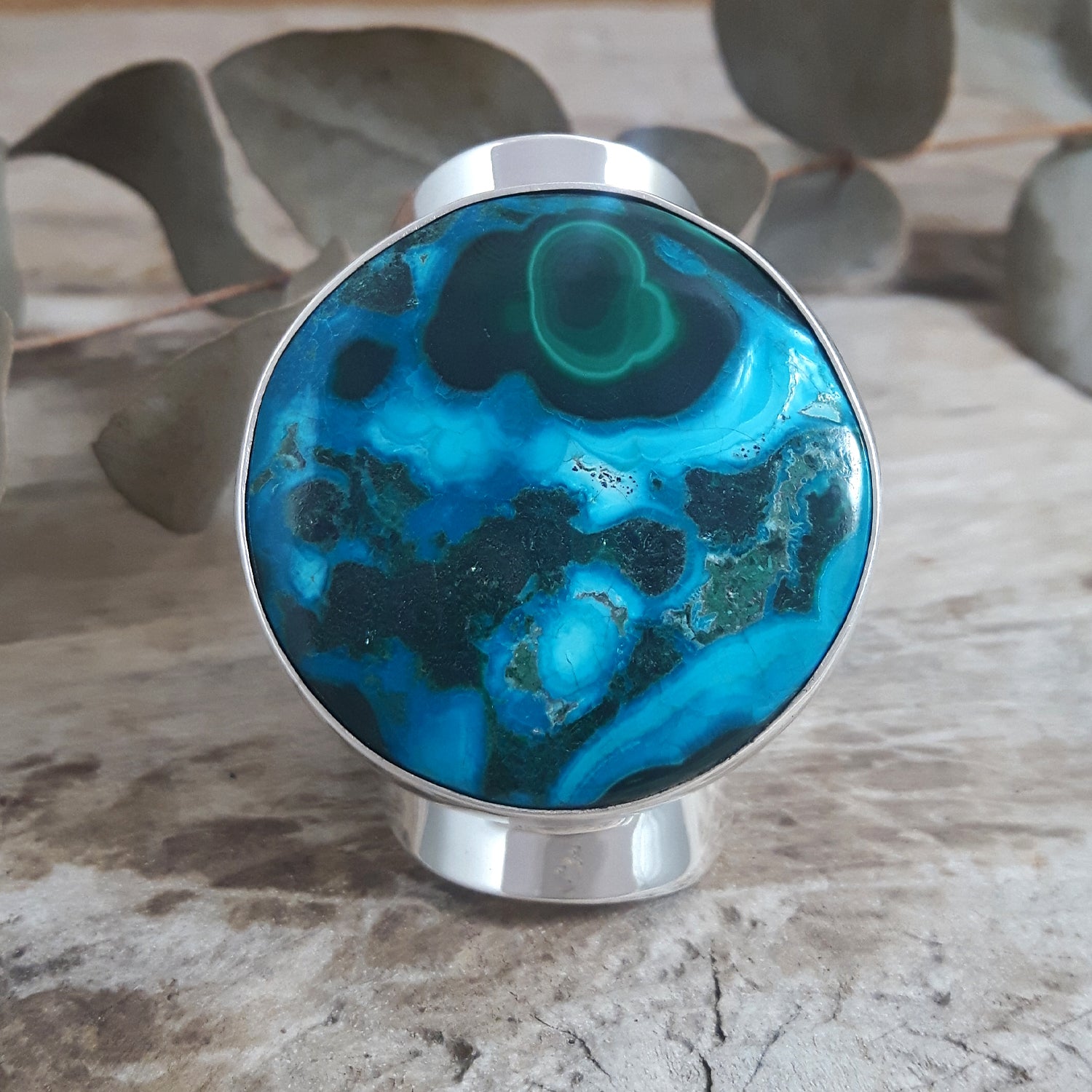 Monet Shattuckite Gemstone XXL Round Adjustable Ring A