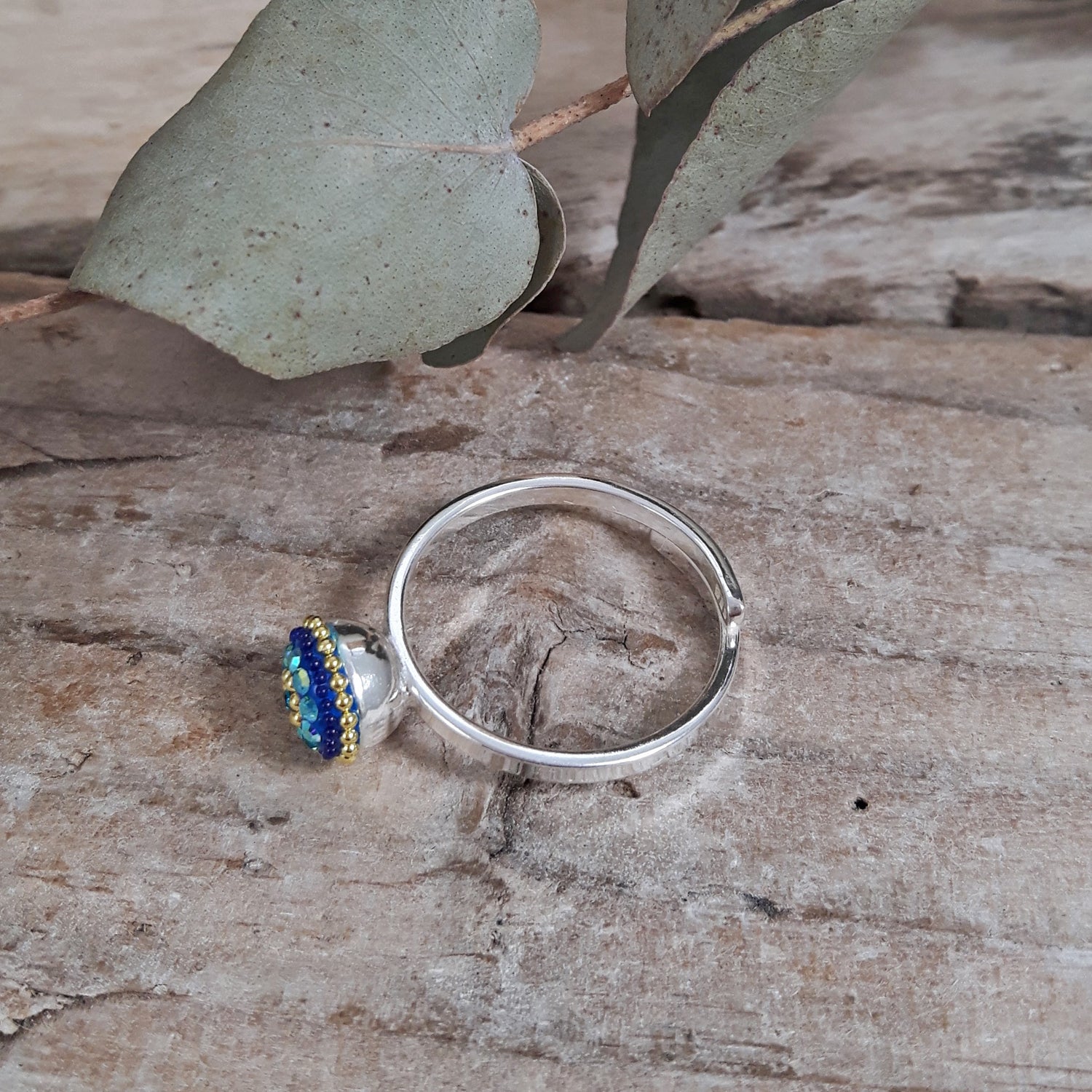 Allegra Sapphire Dream Daisy Mini Round Adjustable Ring