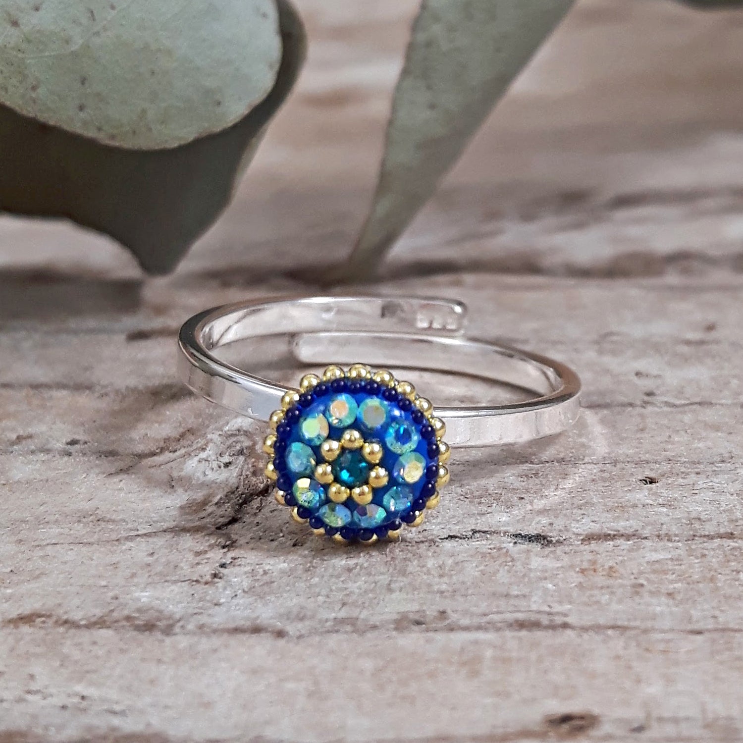 Allegra Sapphire Dream Daisy Mini Round Adjustable Ring