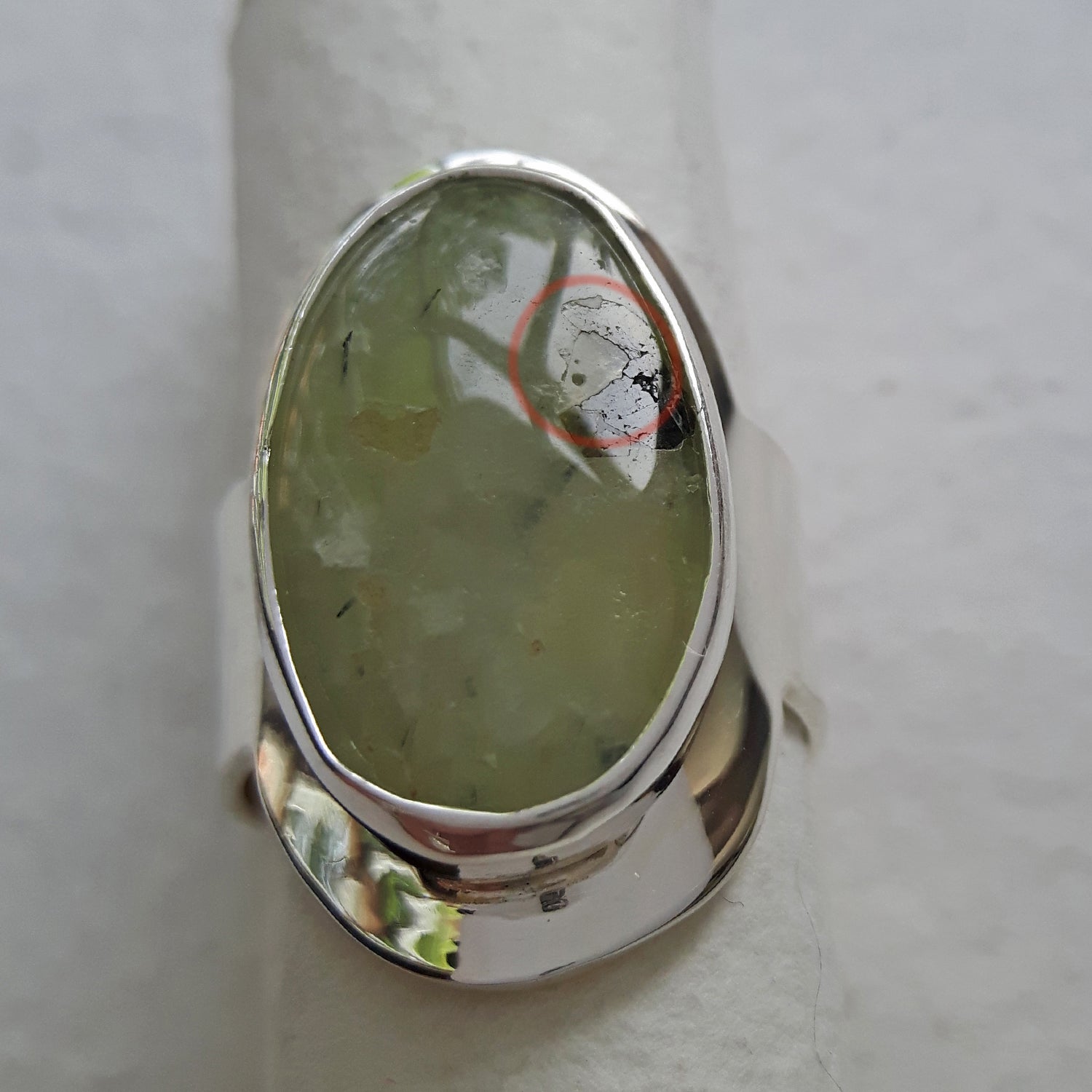 PERFECTLY IMPERFECT Prehnite Fern Medium Sterling Silver Adjustable Ring