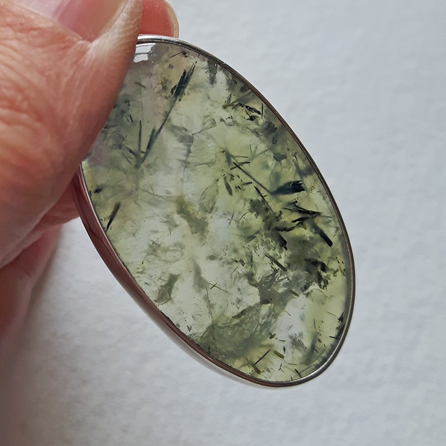 PERFECTLY IMPERFECT Prehnite Fern XL Sterling Silver Gemstone Pendant