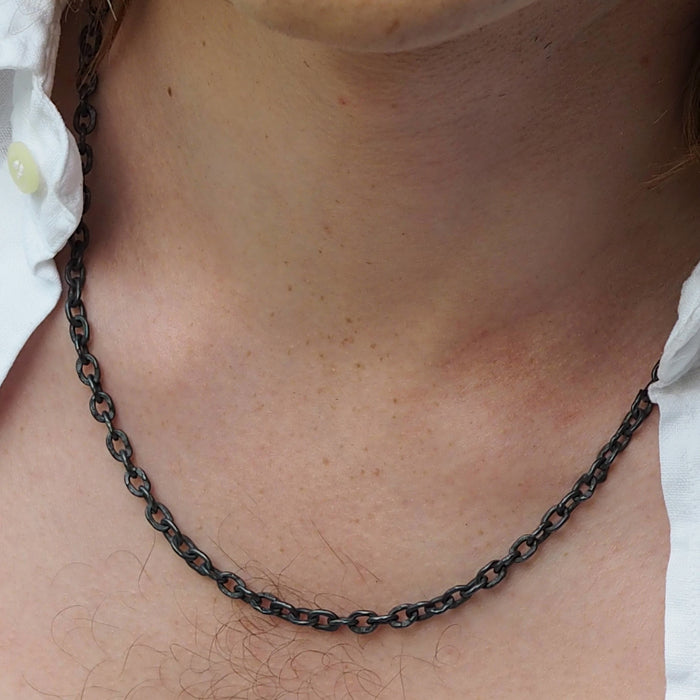 Foresta Oxidised Chain T-Bar Necklace 55cm
