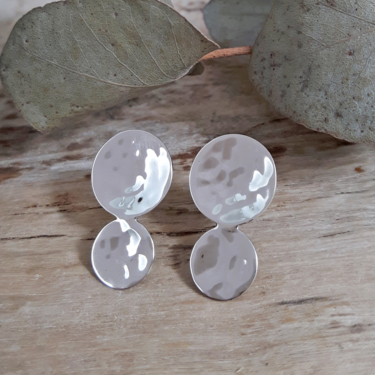 Roma Round Hammered Stud Earrings