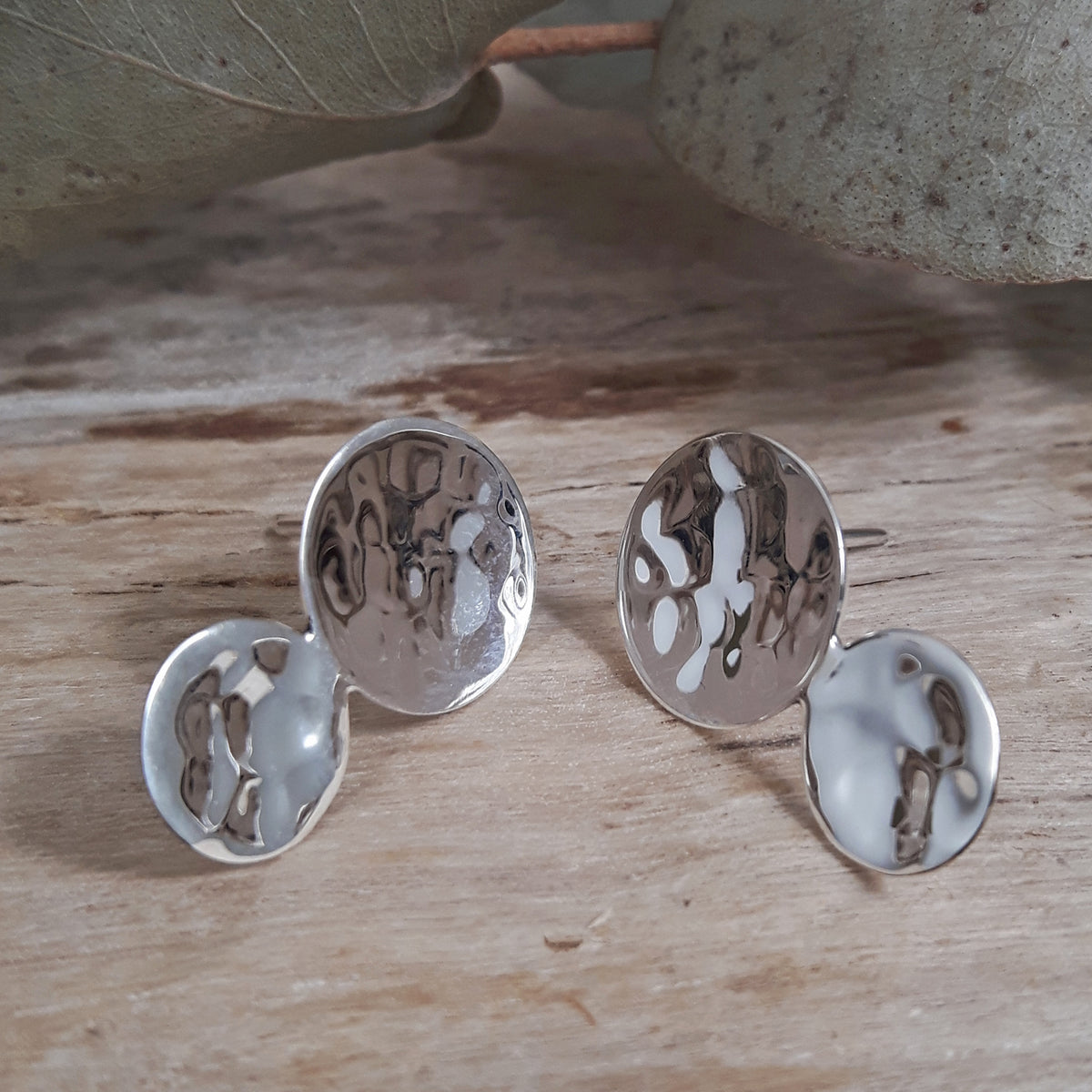 Roma Round Hammered Stud Earrings