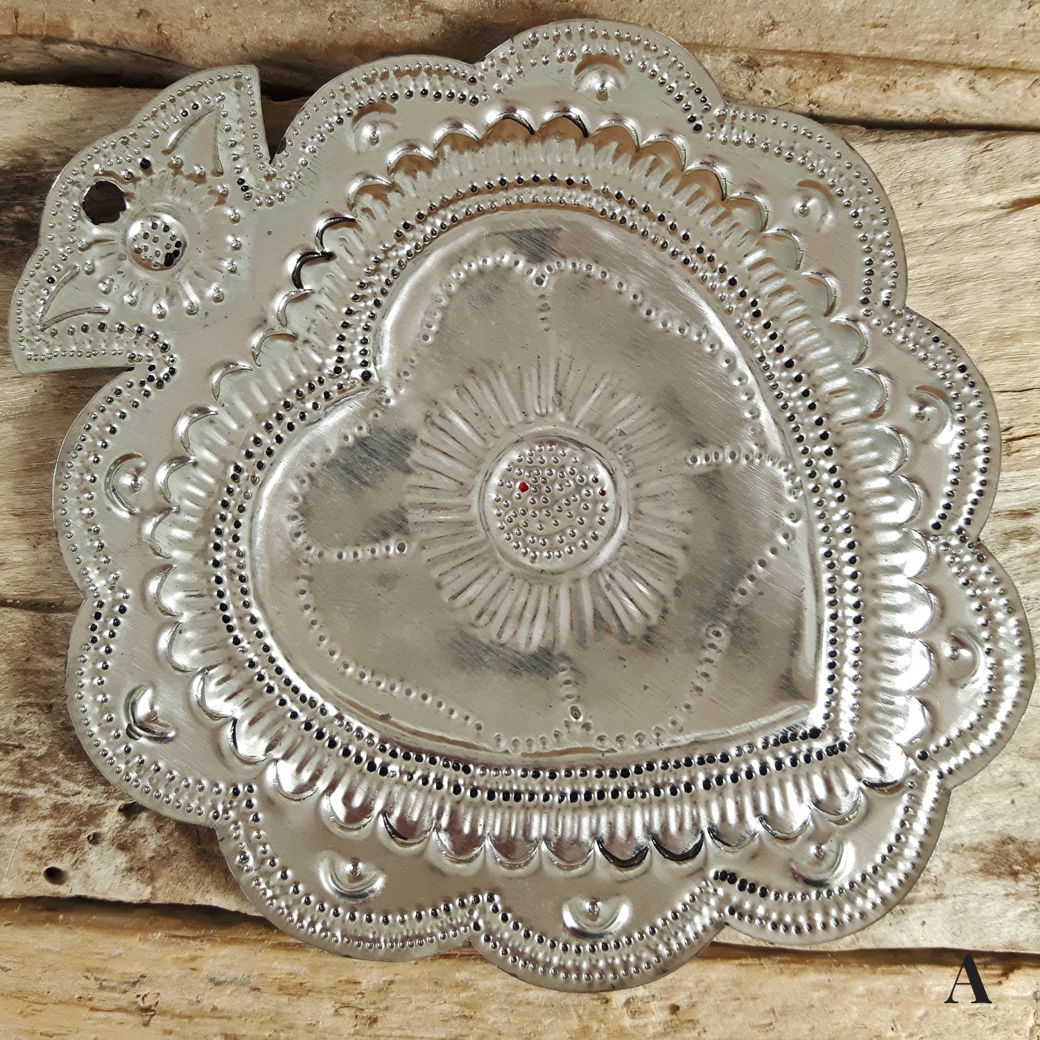 Sacred Heart Red Handcrafted Tin Decorations -A