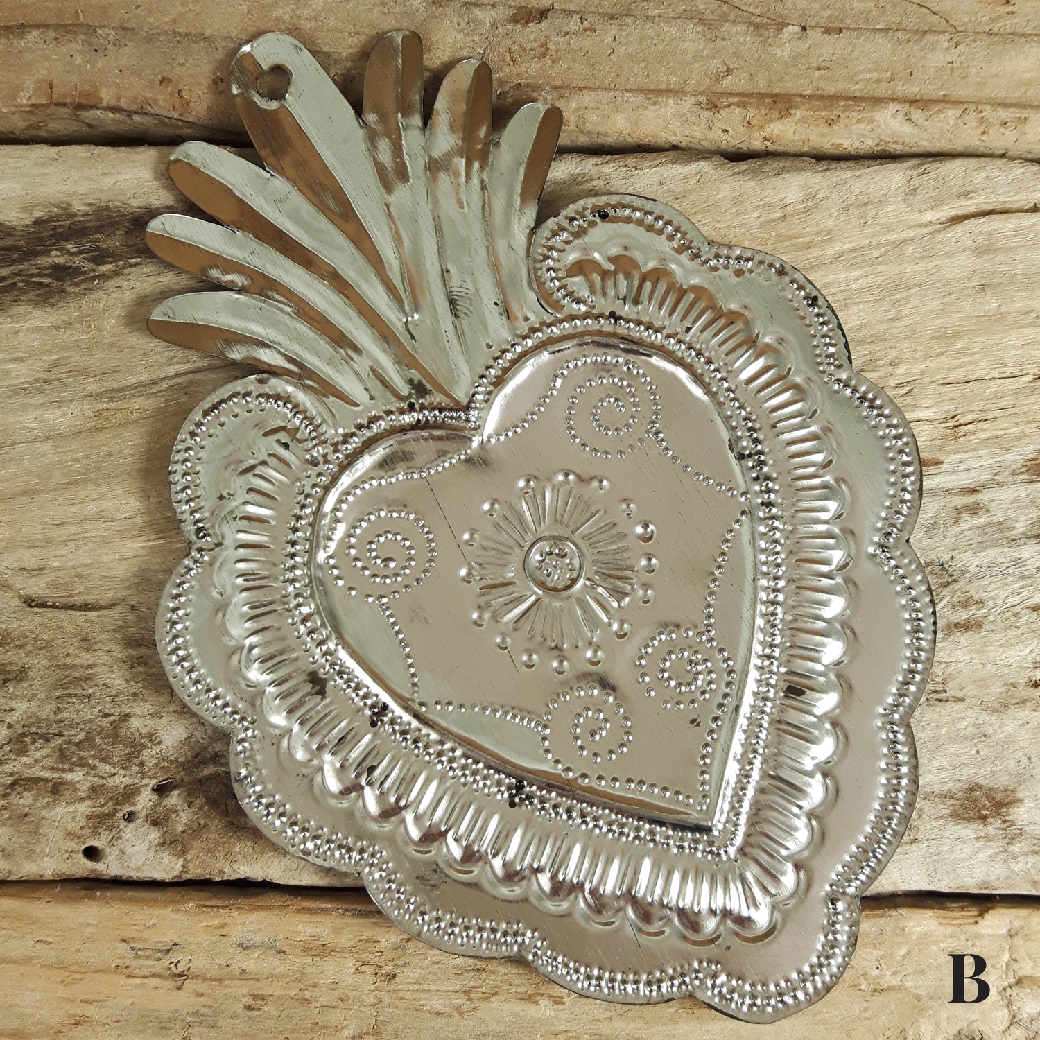 Sacred Heart Red Handcrafted Tin Decorations - B