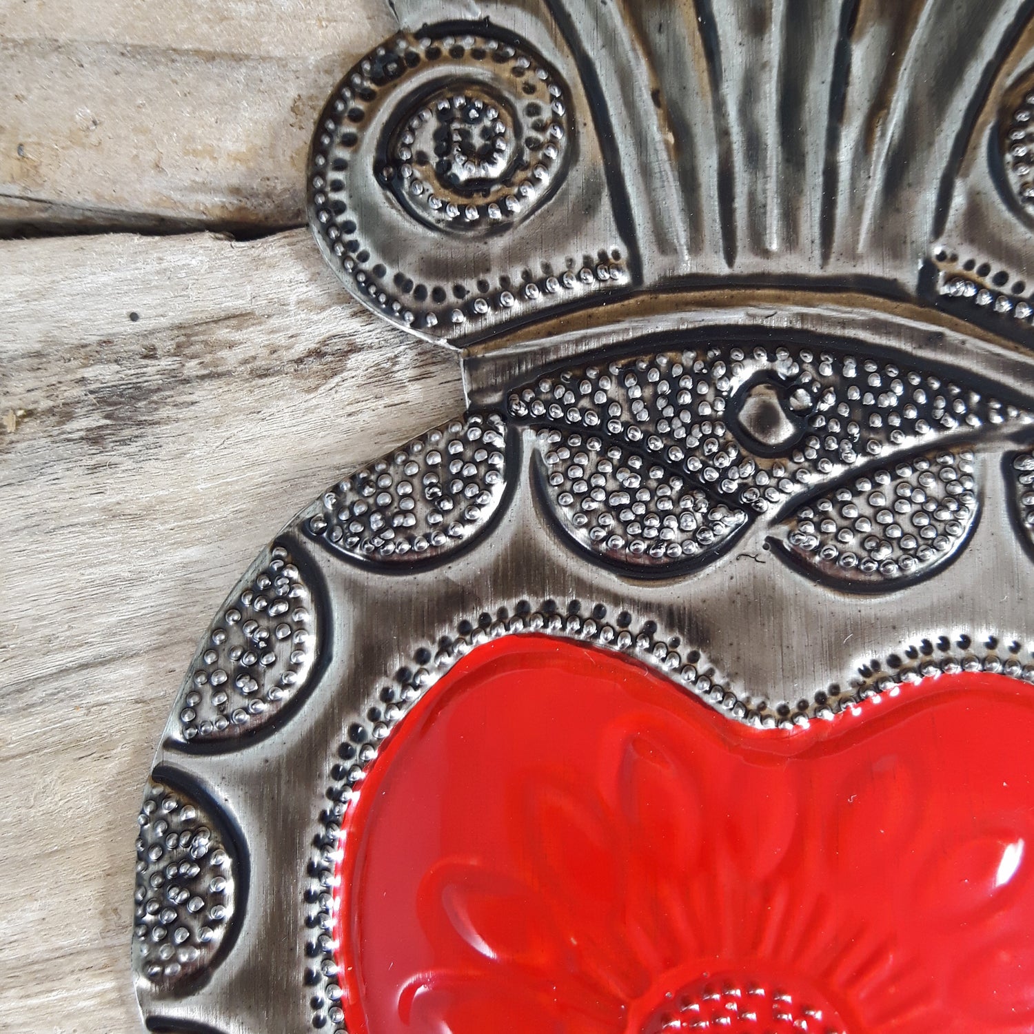 Sacred Heart Red Handcrafted Tin Decorations - D