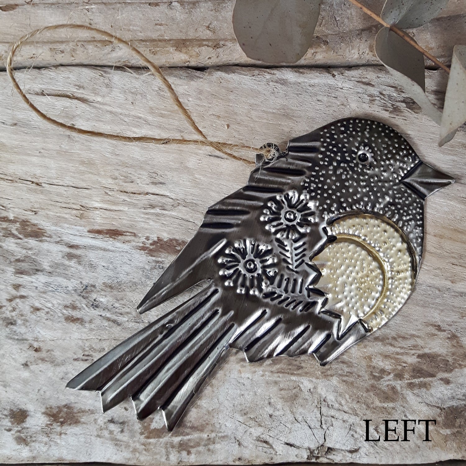 Gold Sacred Robin Handcrafted Tin Decoration