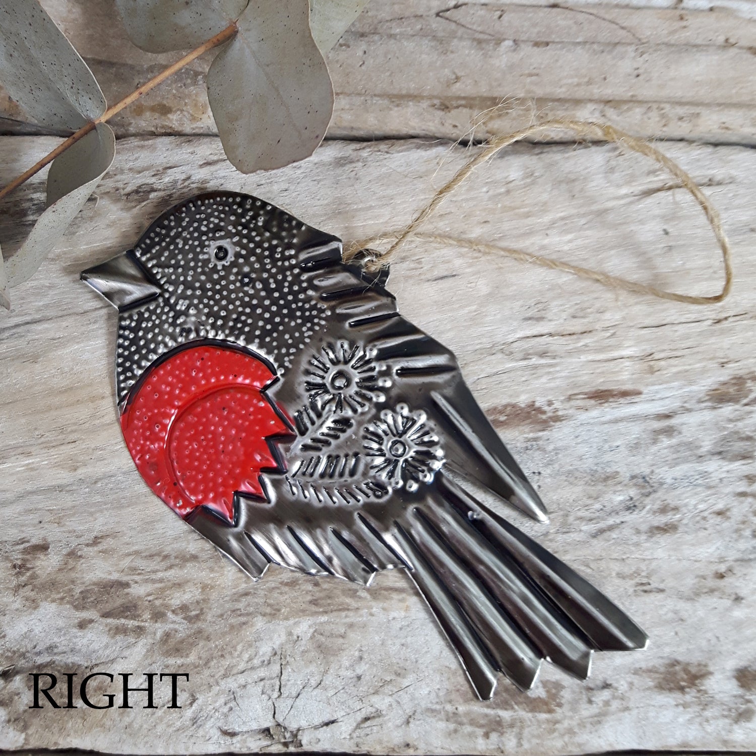 Red Sacred Robin Handcrafted Tin Decoration