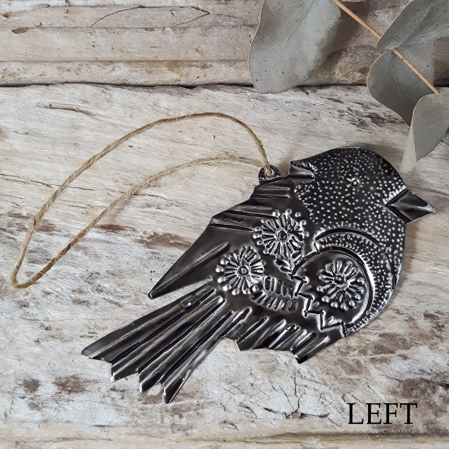 Silver Sacred Robin Handcrafted Tin Decoration