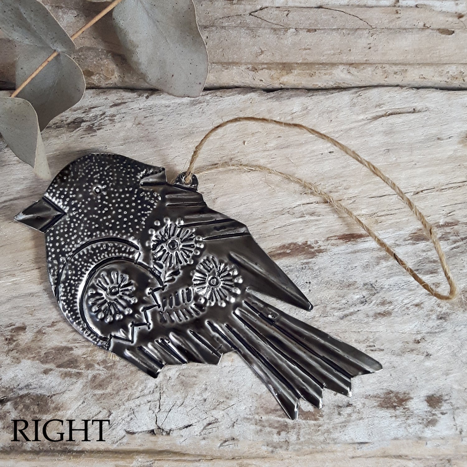 Silver Sacred Robin Handcrafted Tin Decoration