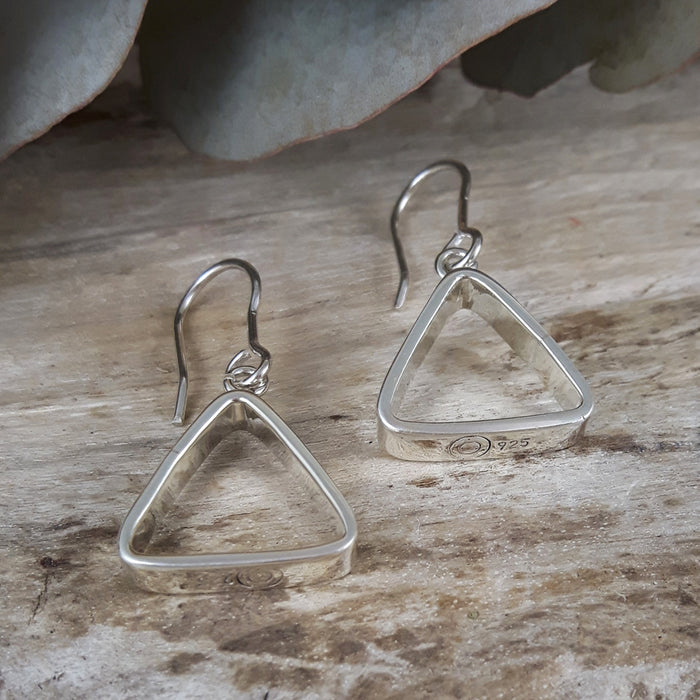 SAMPLE Triangle Silver Drop Earrings