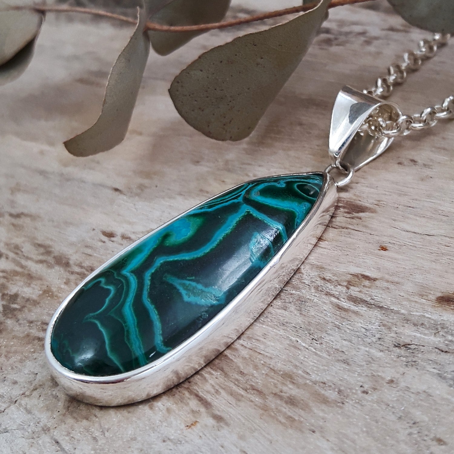 Monet Shattuckite Gemstone Medium Pendant A Set in Sterling Silver