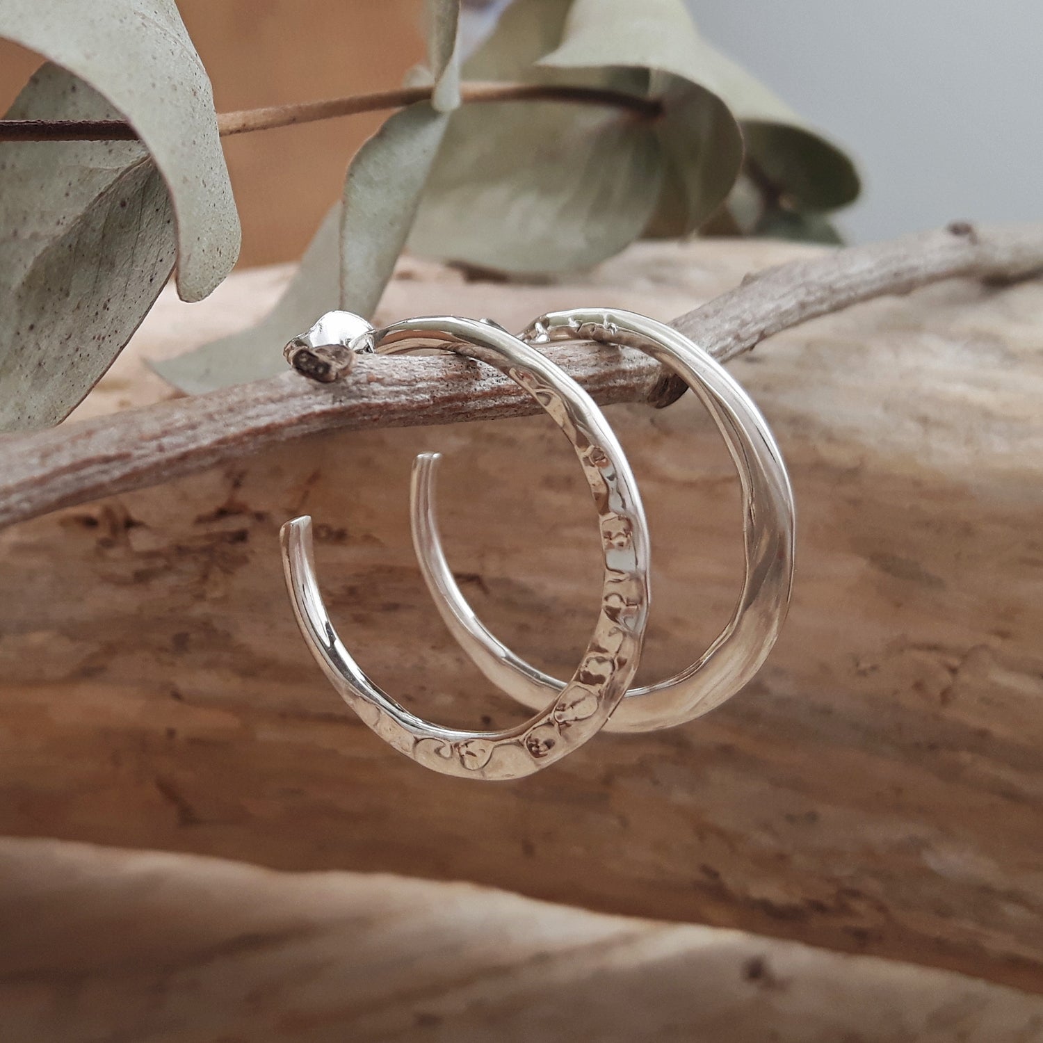 Toro Small Hammered Hoop Earrings